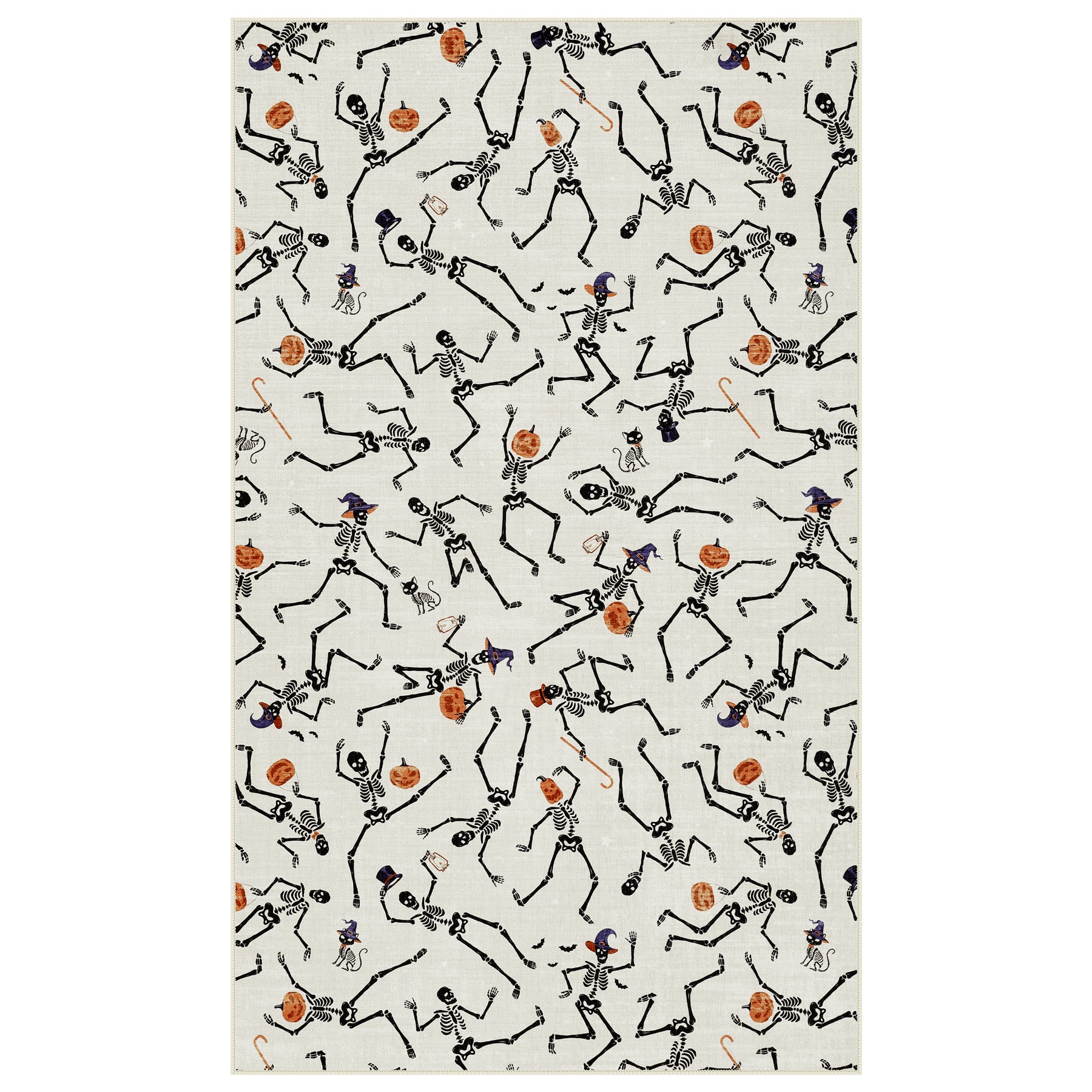 Multiple Sizes Halloween Skeleton Area Rug, Non Slip Washable Floor Mat for Hallways, Gothic Skeleton Floor Carpet for Home Decor