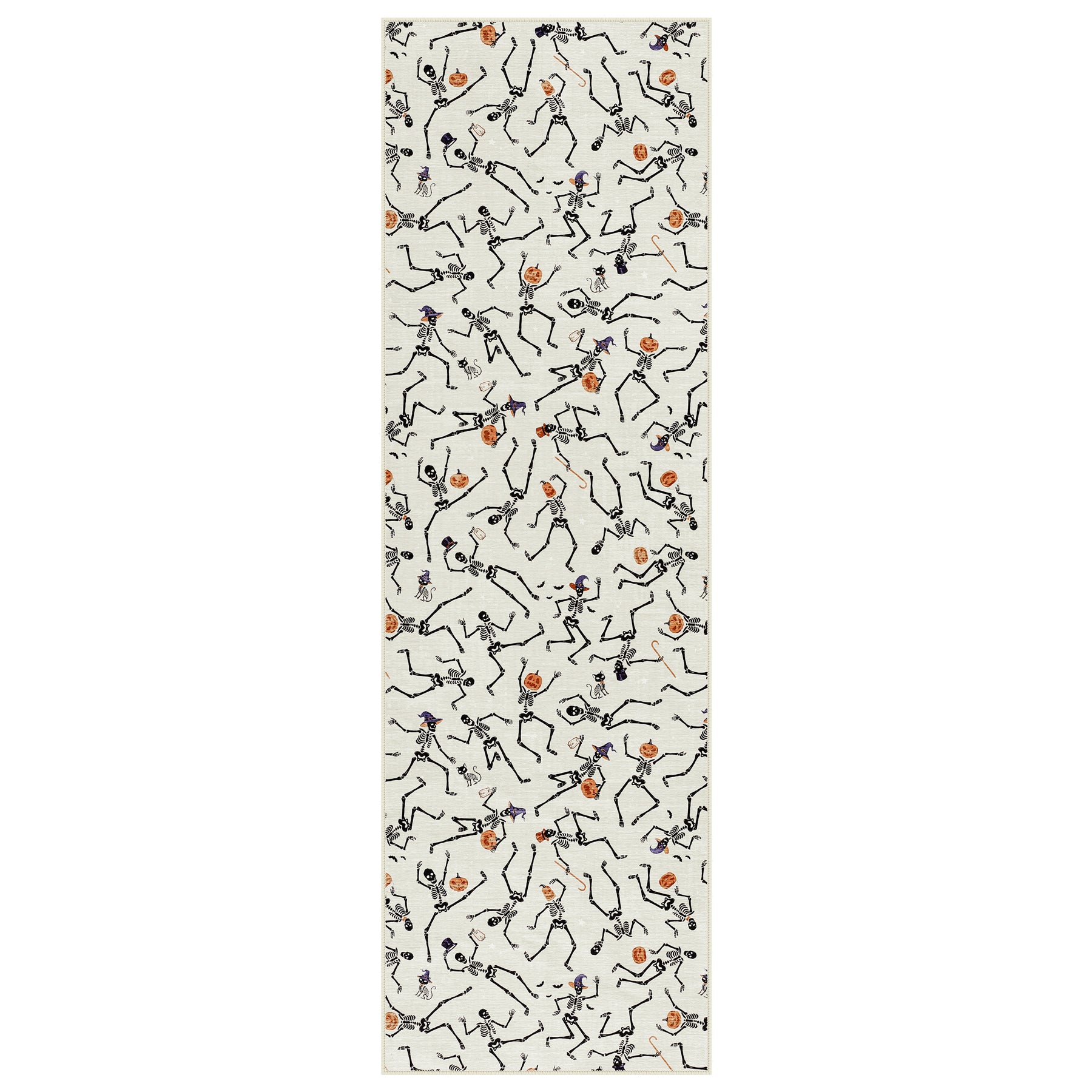 Multiple Sizes Halloween Skeleton Area Rug, Non Slip Washable Floor Mat for Hallways, Gothic Skeleton Floor Carpet for Home Decor