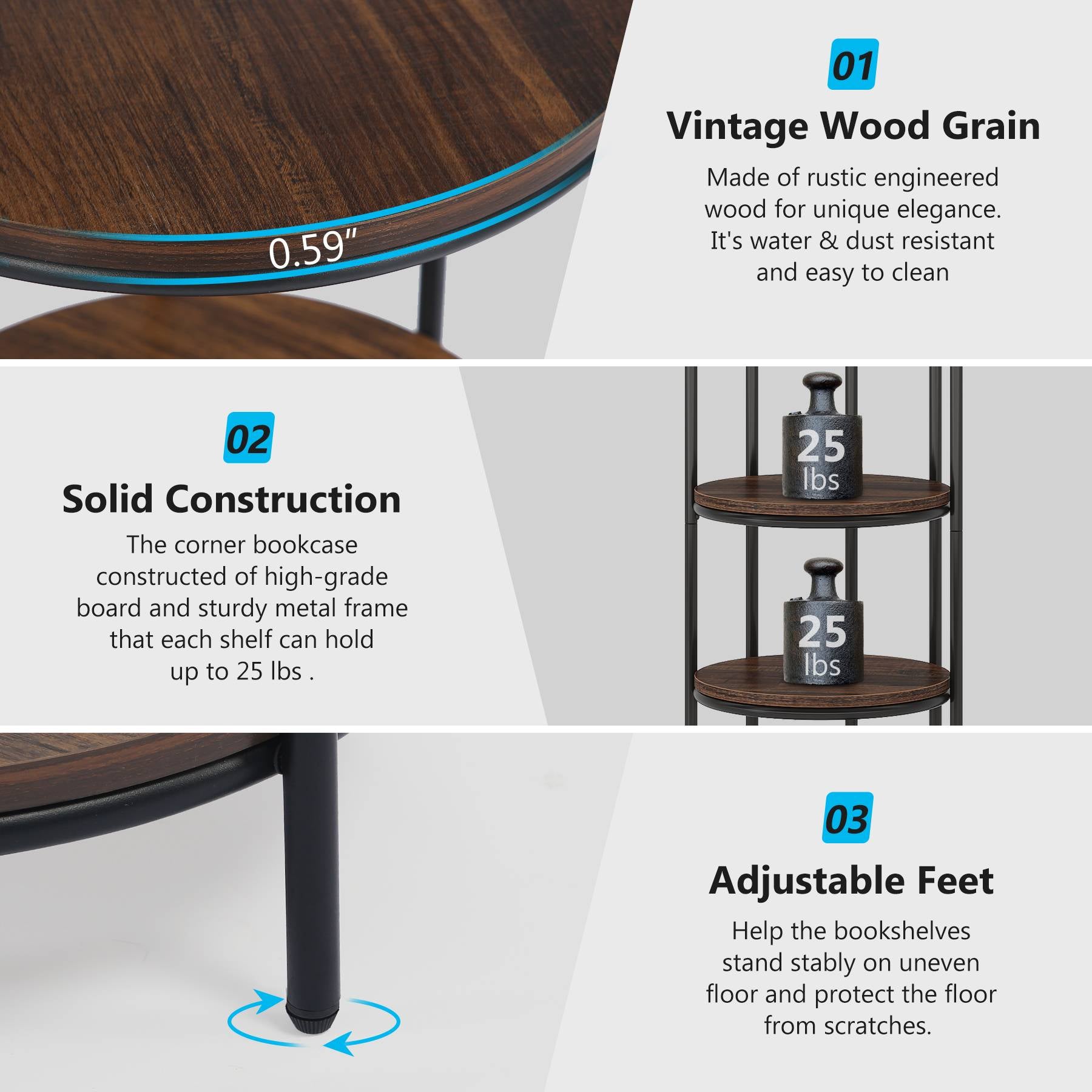 Tribesigns Bookshelf, 4-Tier Etagere Bookcase with Bird Cage Design Tribesigns