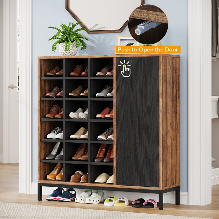 Tribesigns Industrial Shoe Cabinet, 6-Tier Shoe Rack with Doors & 23 Cubbies