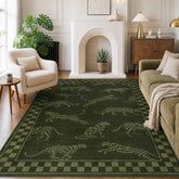 Leaping Cheetah Print Checkered Area Rug#Color_Green 3