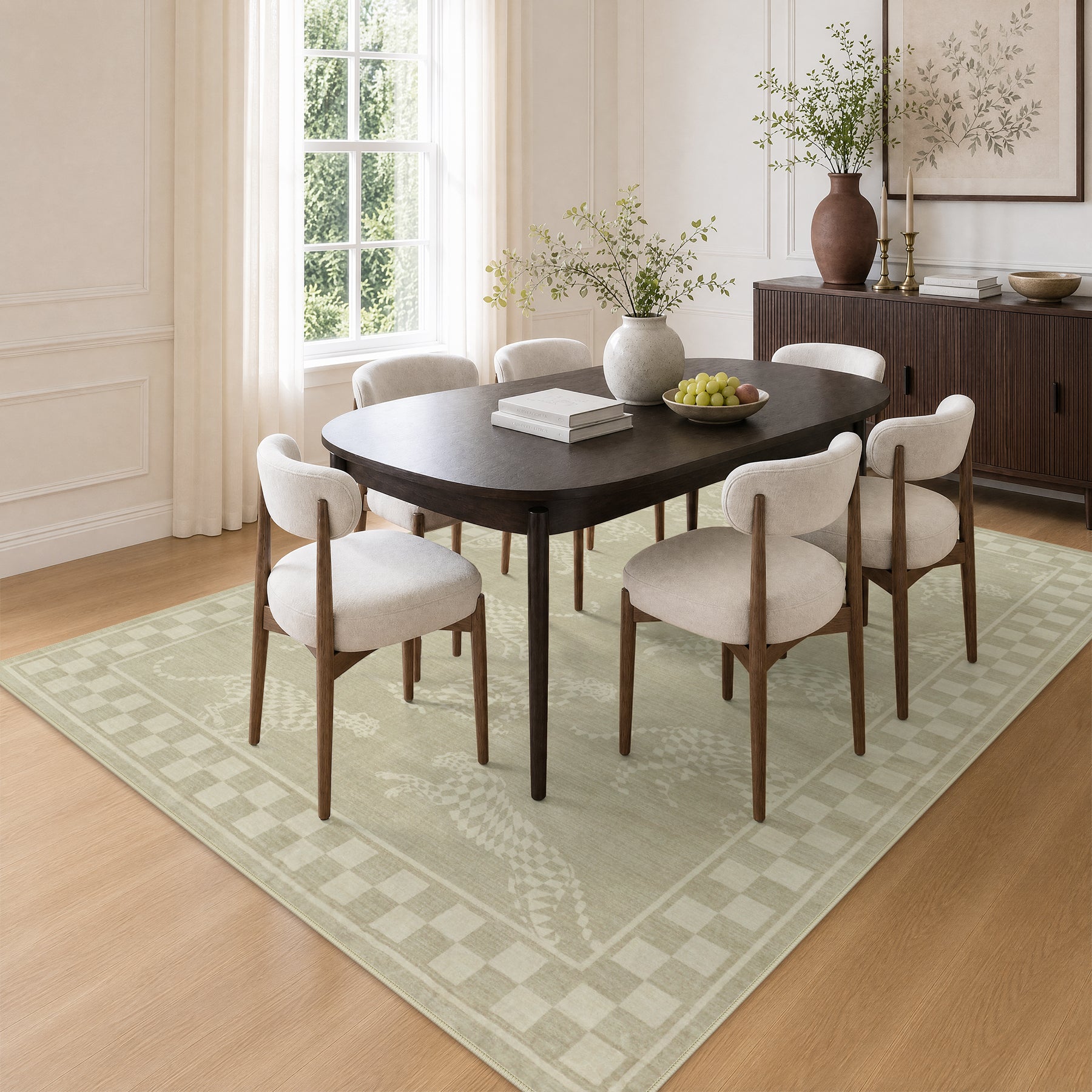 Leaping Cheetah Print Checkered Area Rug, Machine Washable Soft Non-Slip Low Pile Carpet, Oeko-Tex Certified