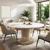 59" Sintered Stone Round Dining Table with Gold Stainless Steel Pedestal 3