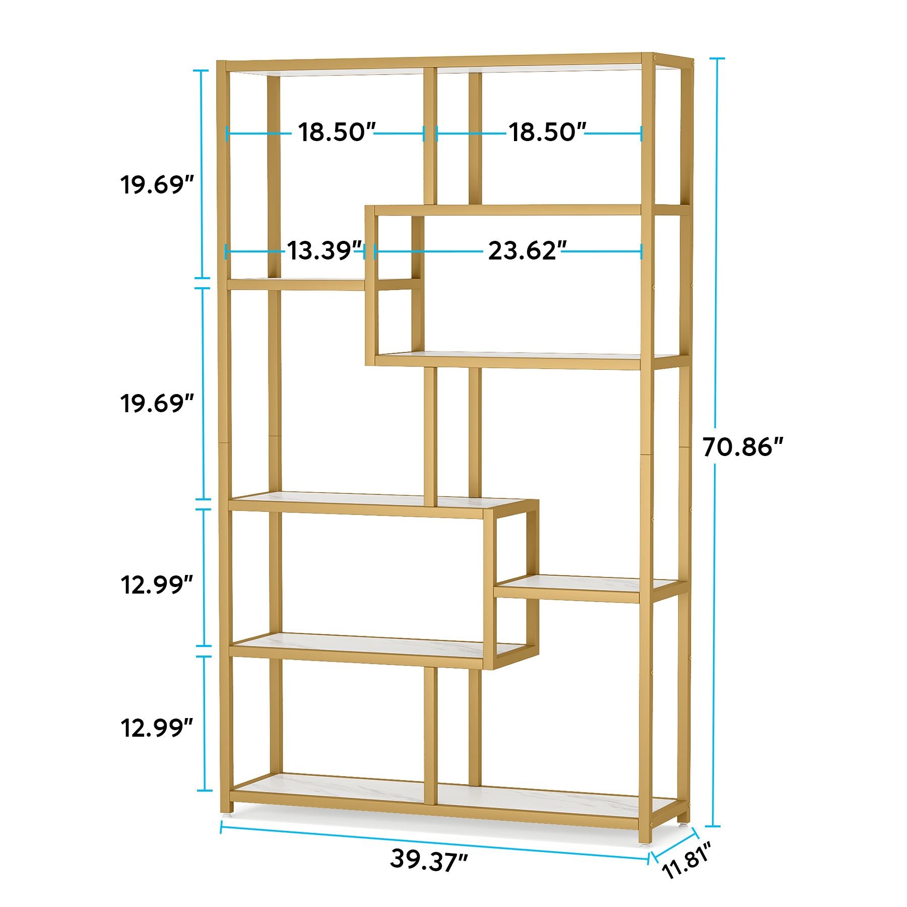 Modern Bookshelf, 8-Open Shelf Etagere Bookcase Storage Organizer