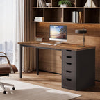 Modern Computer Desk, 47" Study Writing Table with 5 Reversible Drawers for Home Office