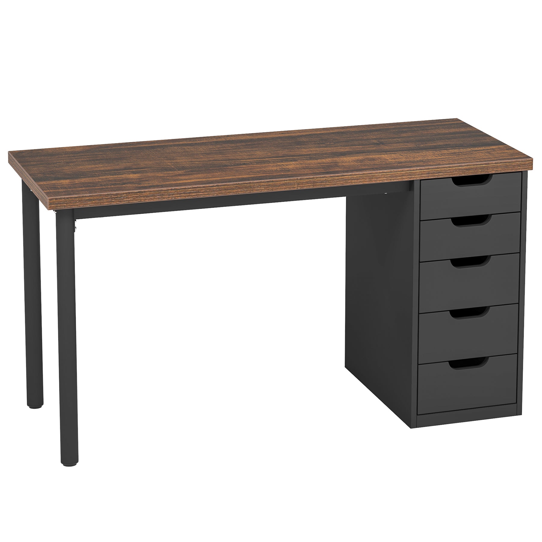 Modern Computer Desk, 47" Study Writing Table with 5 Reversible Drawers for Home Office