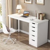 Modern Computer Desk, 47" Study Writing Table with 5 Reversible Drawers for Home Office 3