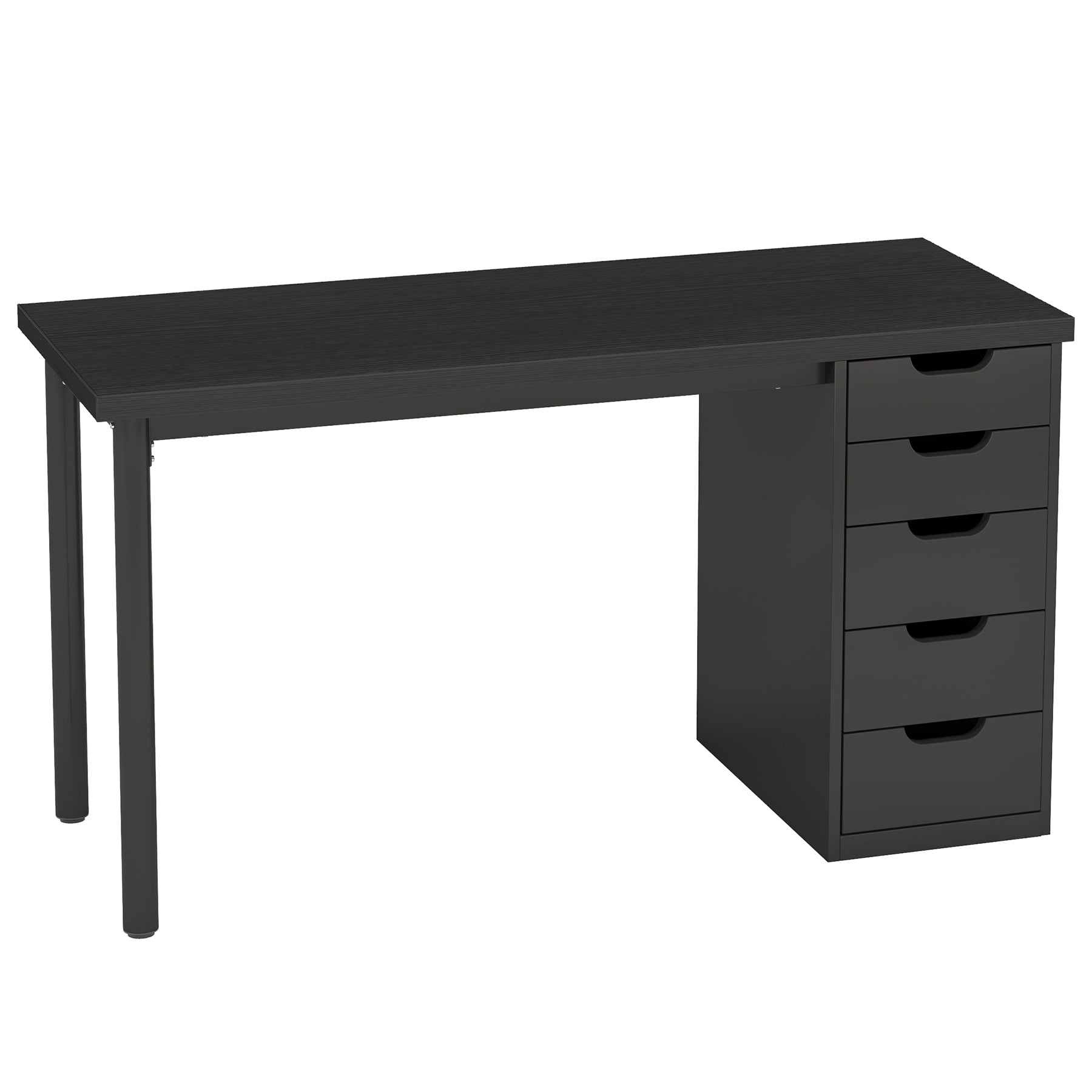 Modern Computer Desk, 47" Study Writing Table with 5 Reversible Drawers for Home Office