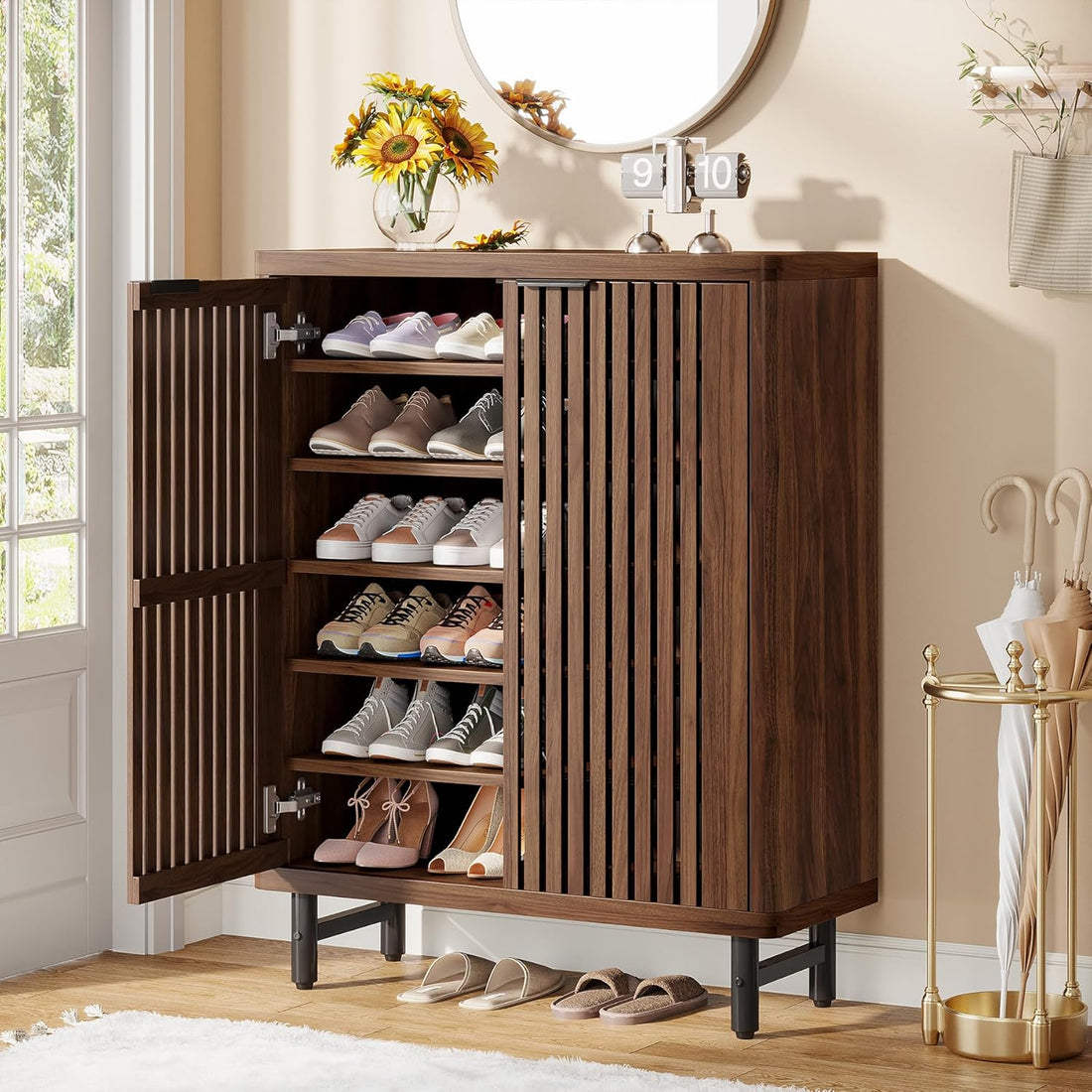 Modern Shoe Cabinet, 6-Tier Rack Organizer with Adjustable Shelves ...