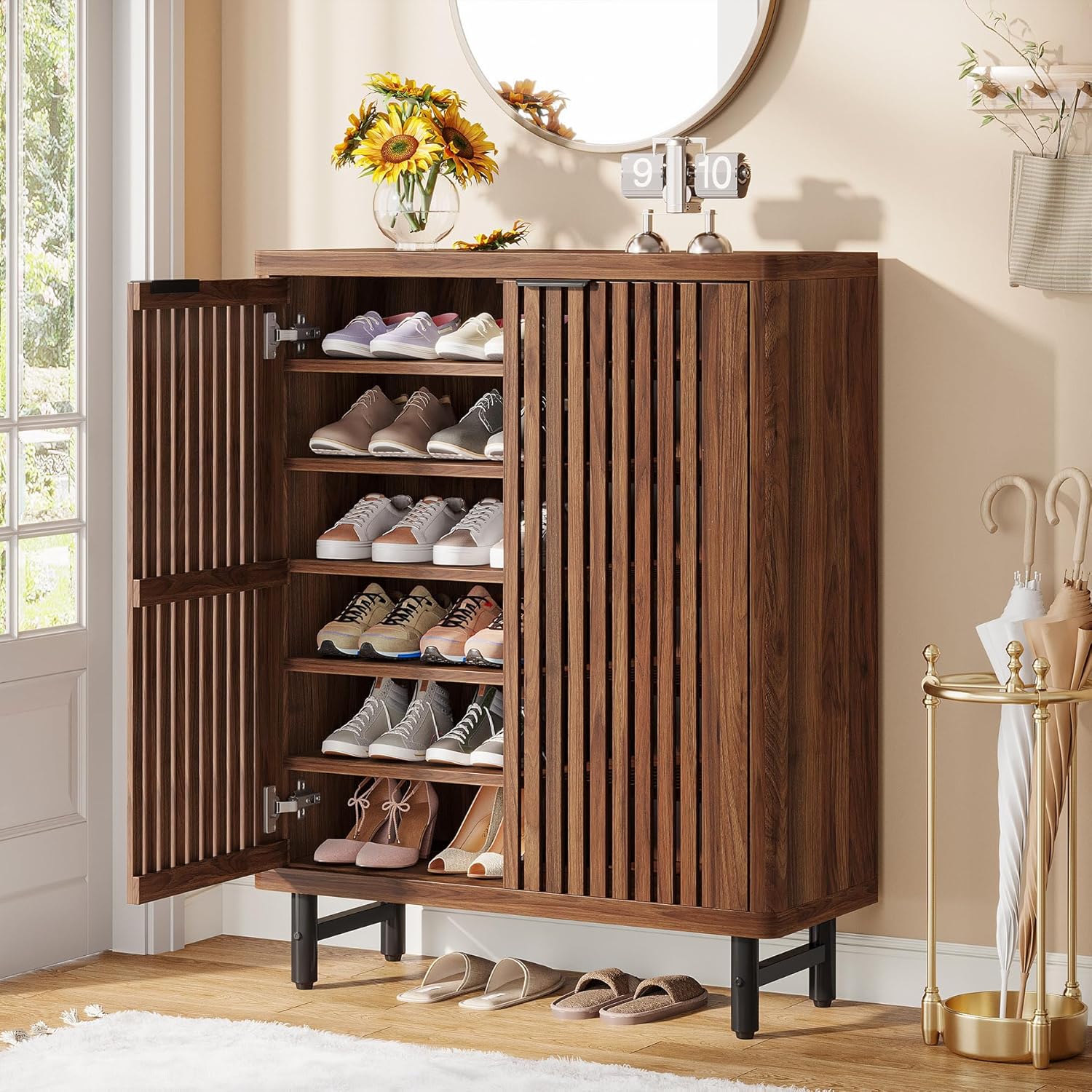 Modern Shoe Cabinet, 6-Tier Rack Organizer with Adjustable Shelves