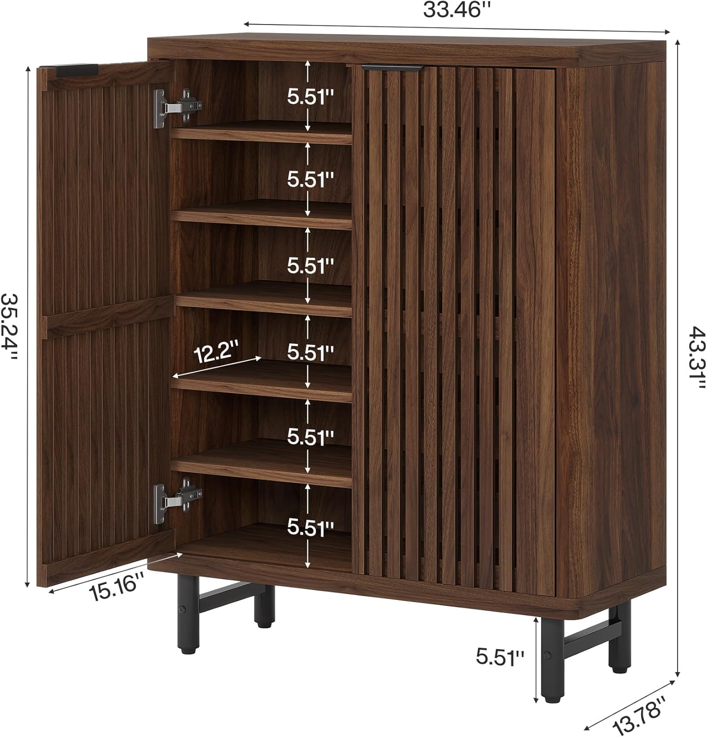 Modern Shoe Cabinet, 6-Tier Rack Organizer with Adjustable Shelves