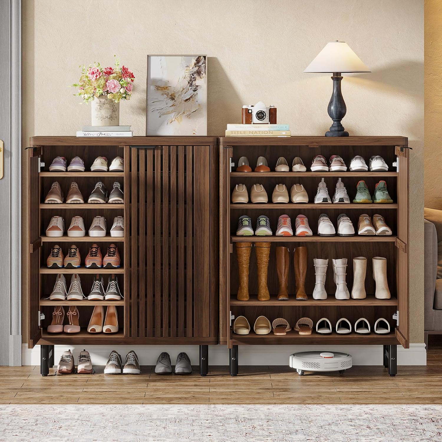 Modern Shoe Cabinet, 6-Tier Rack Organizer with Adjustable Shelves