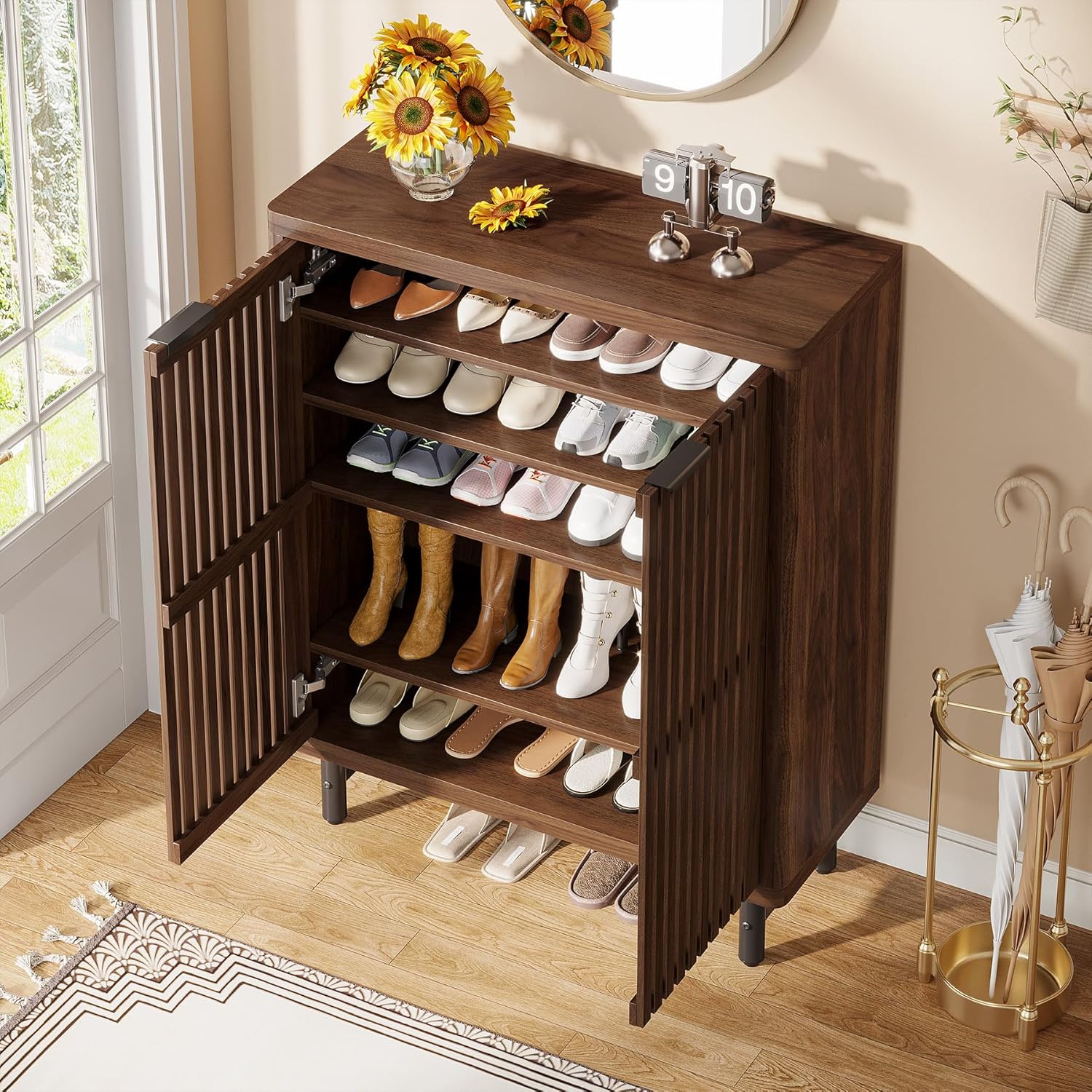 Modern Shoe Cabinet, 6-Tier Rack Organizer with Adjustable Shelves