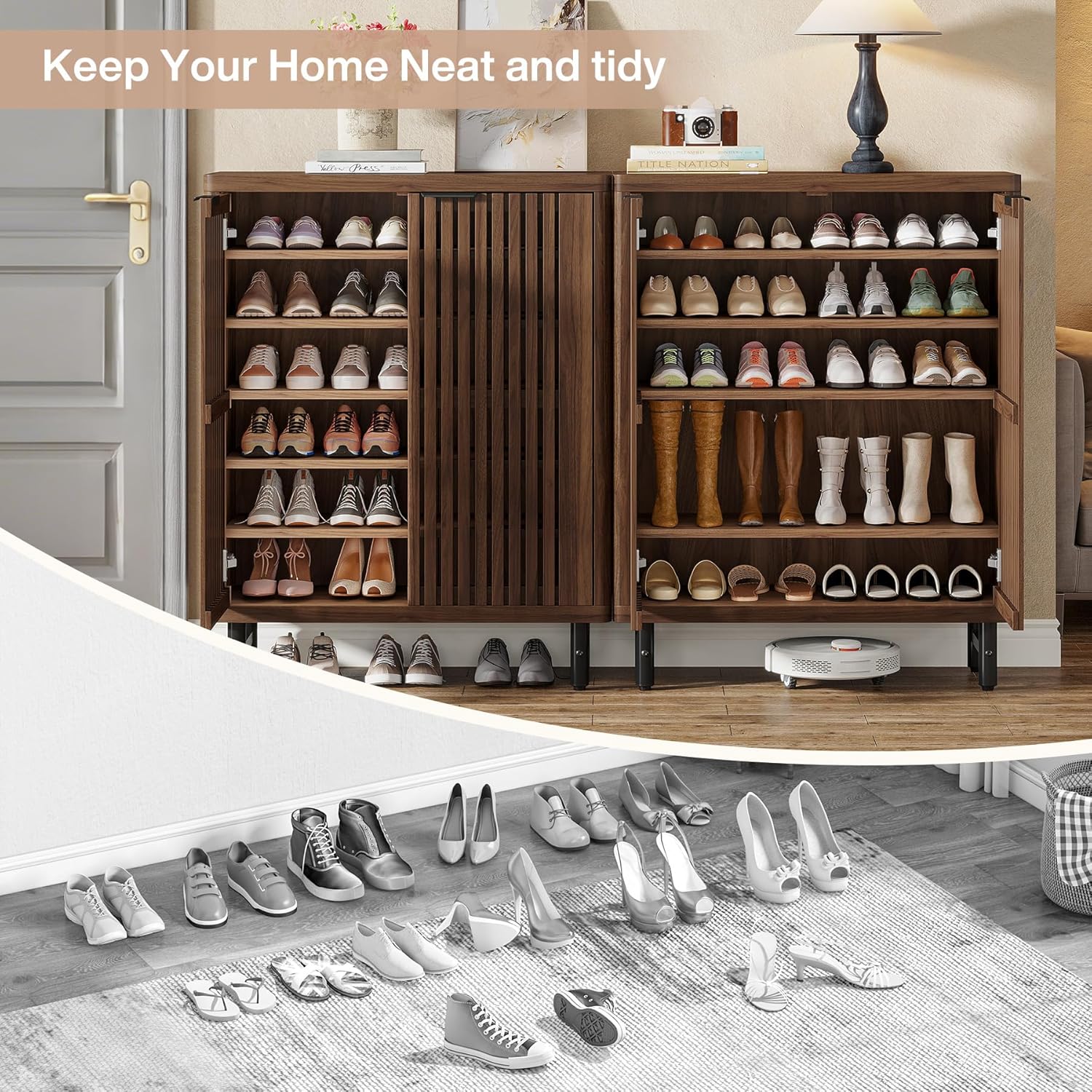 Modern Shoe Cabinet, 6-Tier Rack Organizer with Adjustable Shelves