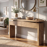 Console Table with 2 Drawers, Modern Wood Grain Entryway Sofa Table with Storage 3