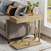 Narrow C Table, Modern End Table Bedside Table with Metal Frame 3