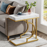 C Table, Modern End Table Bedside Table with Metal Frame Tribesigns 3