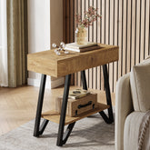 Narrow End Table,Couch Arm Side Table Nightstand with Storage Shelves 3