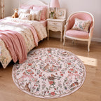 Pastoral Forest Bunny Floral Rug#Color_Pink