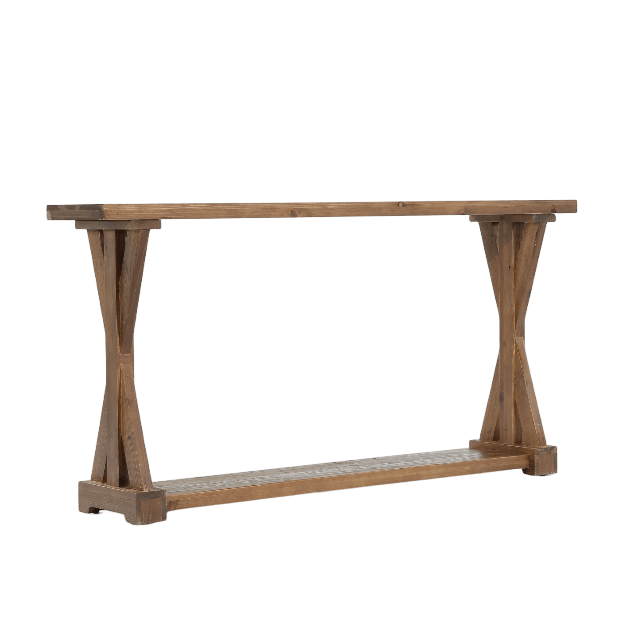 63" Narrow Console Table, Farmhouse Solid Wood Entryway Table with 2-Tier Storage