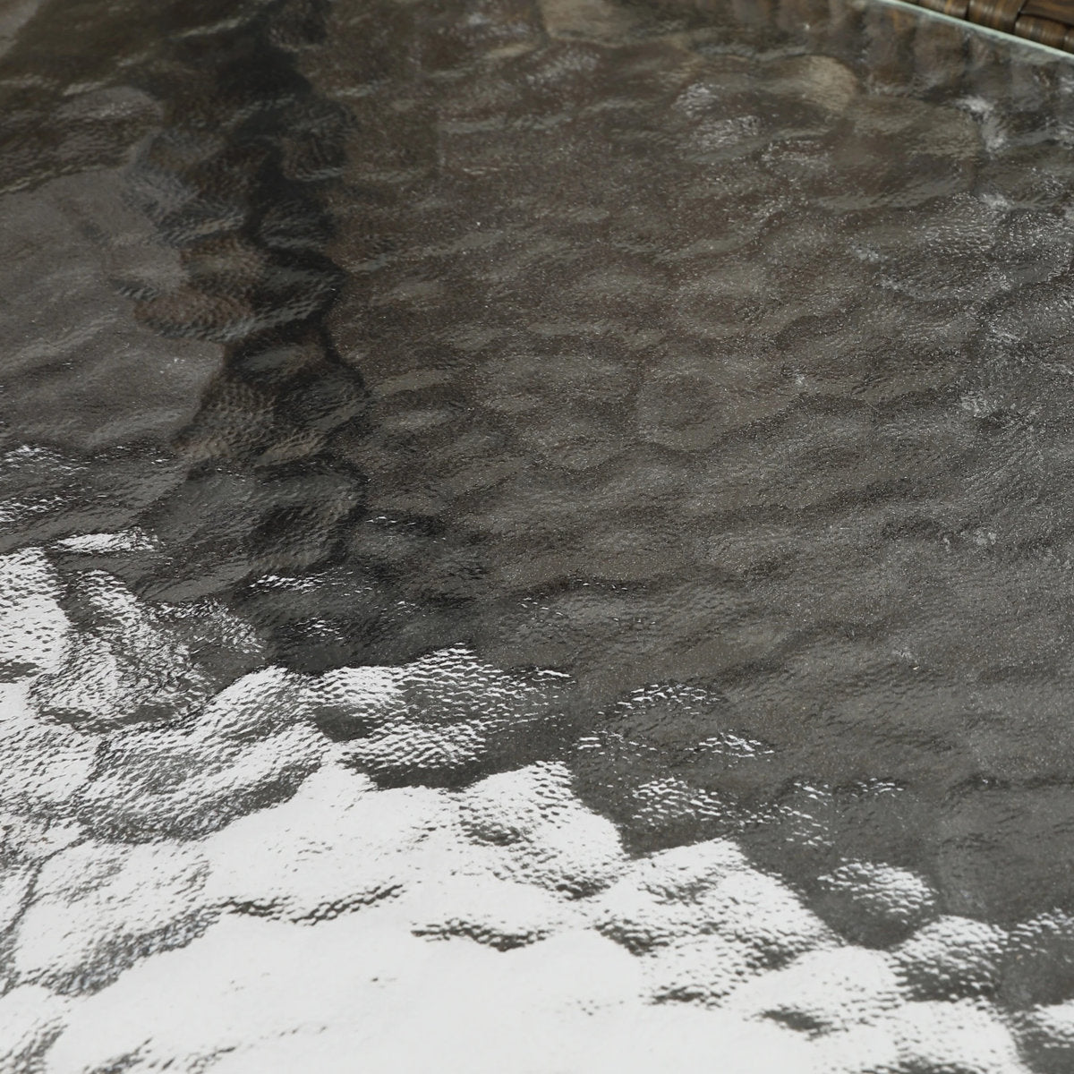 35.4" Outdoor Coffee Table, Rectangular Wicker Center Table With Glass Top