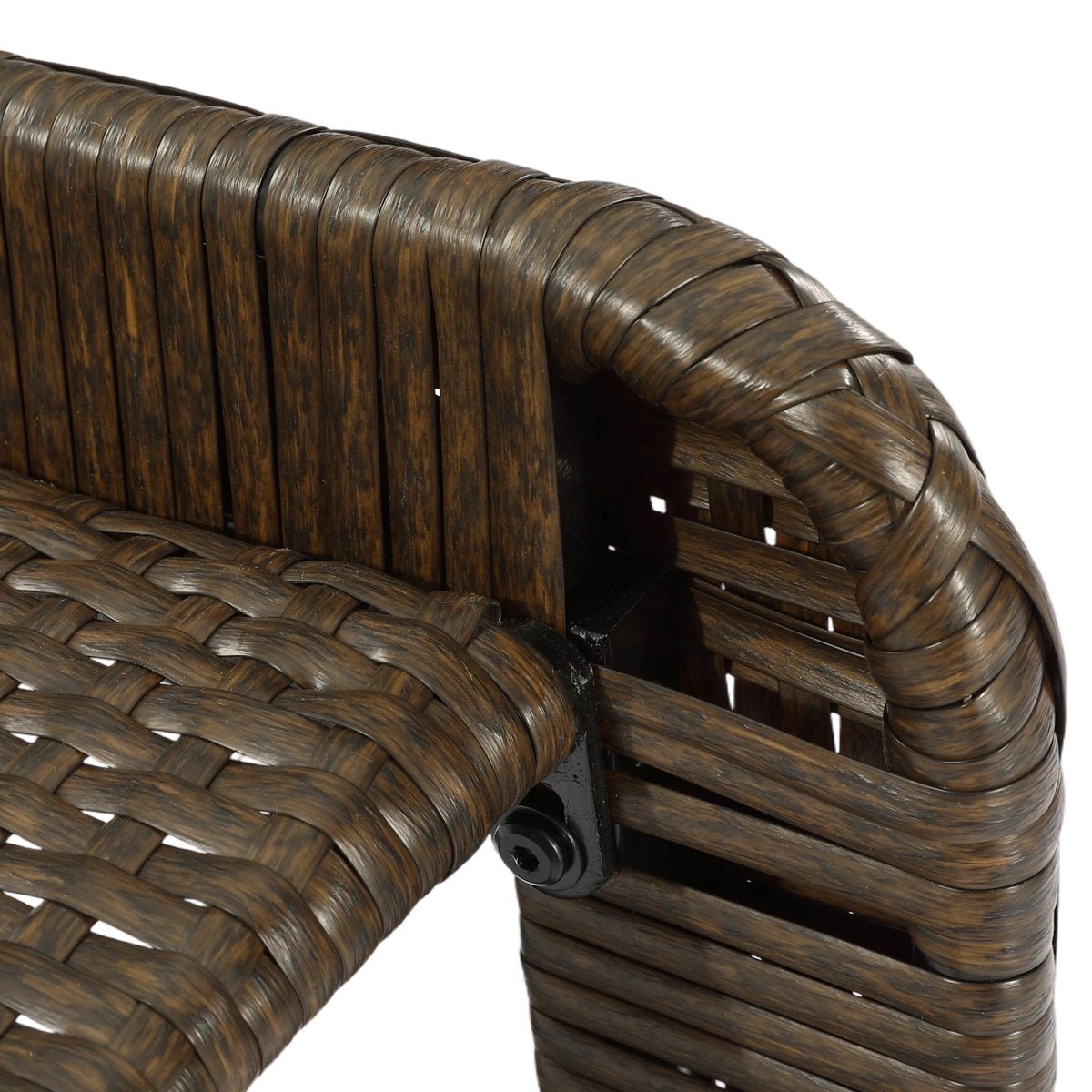 35.4" Outdoor Coffee Table, Rectangular Wicker Center Table With Glass Top