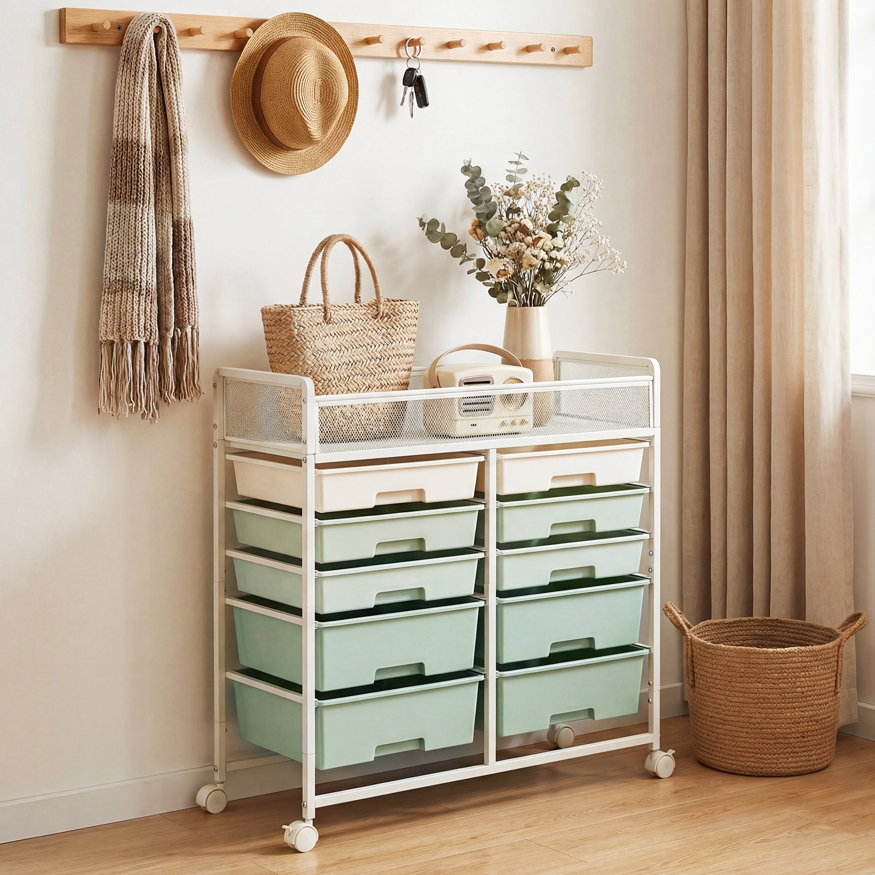 Rolling Craft Cart with Drawers, Rolling Utility Cart Art Craft Organizers and Storage with Lockable Wheels