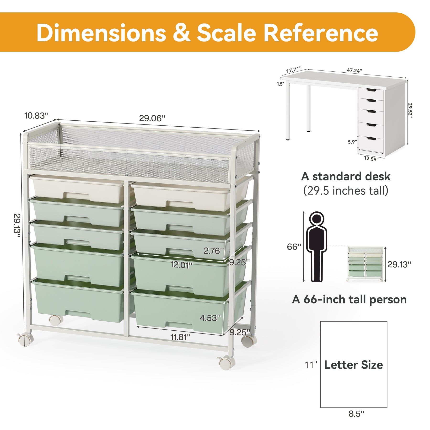 Rolling Craft Cart with Drawers, Rolling Utility Cart Art Craft Organizers and Storage with Lockable Wheels