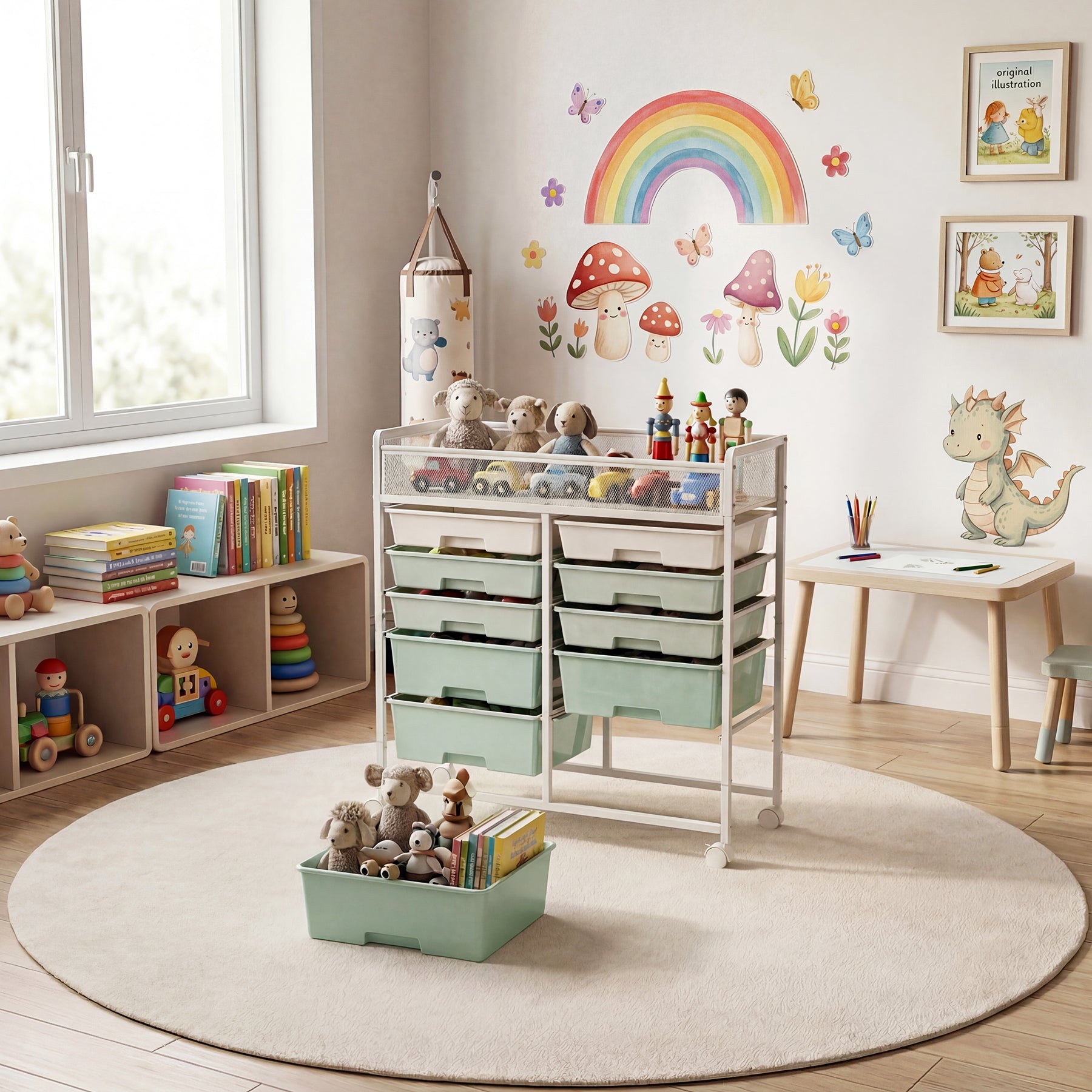 Rolling Craft Cart with Drawers, Rolling Utility Cart Art Craft Organizers and Storage with Lockable Wheels