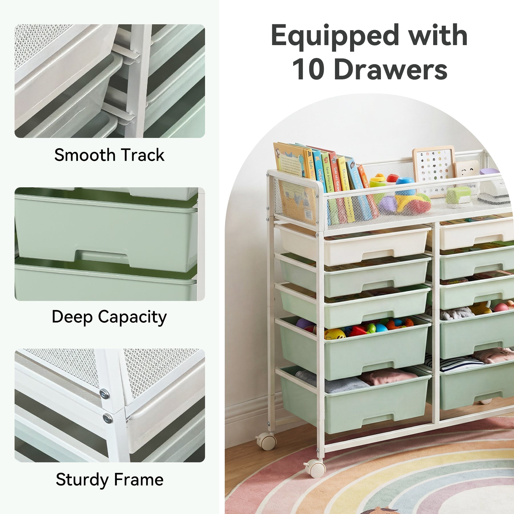 Rolling Craft Cart with Drawers, Rolling Utility Cart Art Craft Organizers and Storage with Lockable Wheels