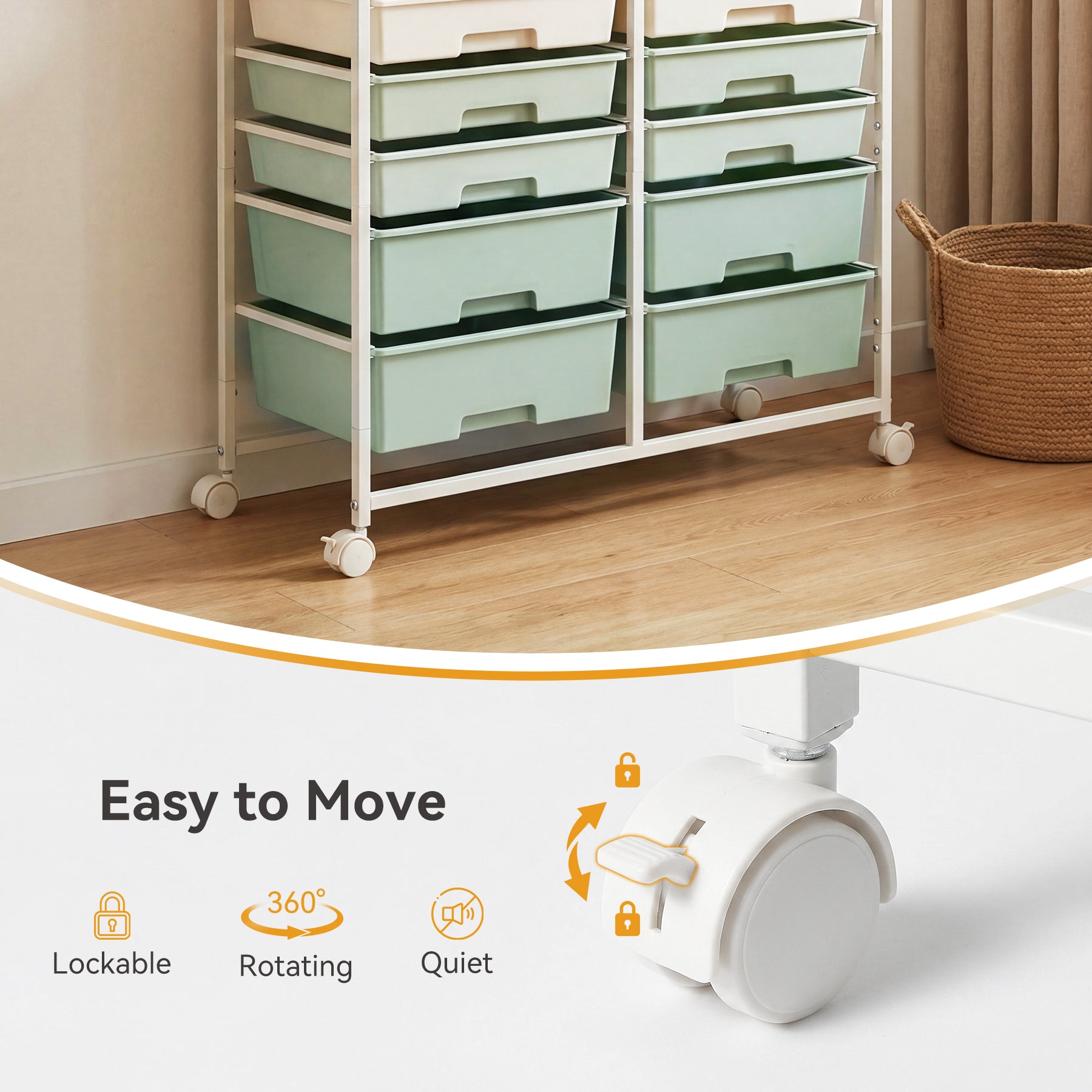Rolling Craft Cart with Drawers, Rolling Utility Cart Art Craft Organizers and Storage with Lockable Wheels