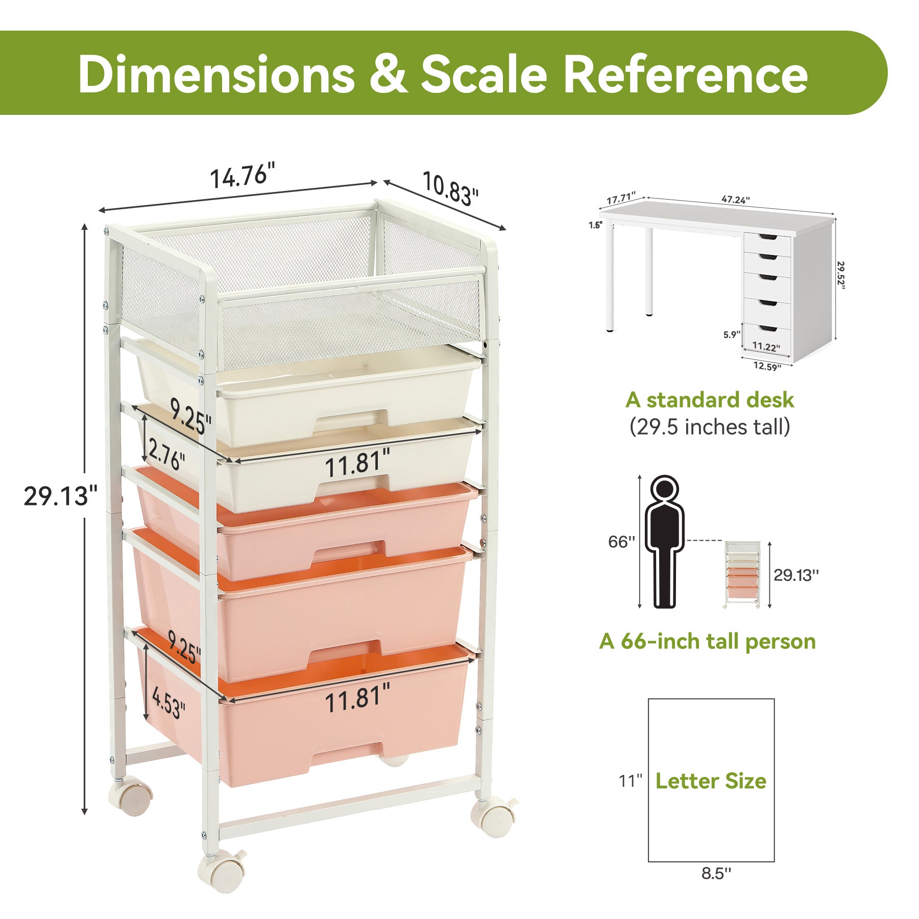 Rolling Craft Cart with Drawers, Rolling Utility Cart Art Craft Organizers and Storage with Lockable Wheels