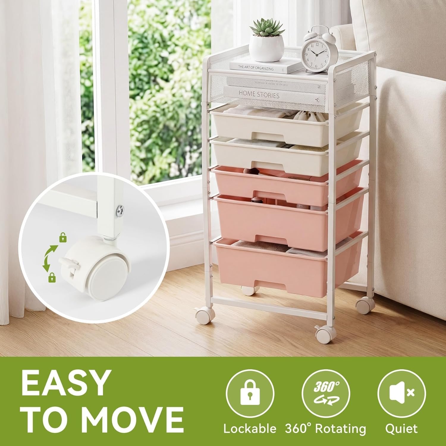 Rolling Craft Cart with Drawers, Rolling Utility Cart Art Craft Organizers and Storage with Lockable Wheels