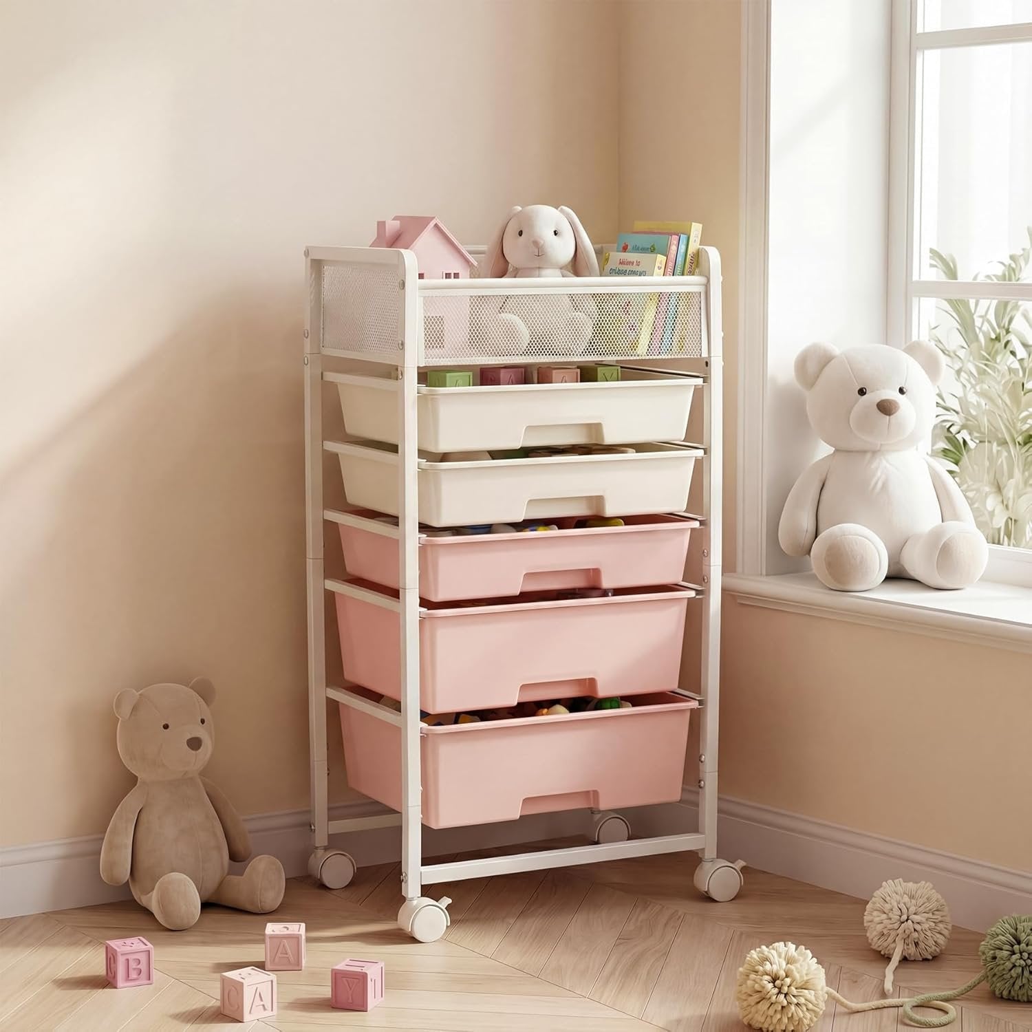 Rolling Craft Cart with Drawers, Rolling Utility Cart Art Craft Organizers and Storage with Lockable Wheels