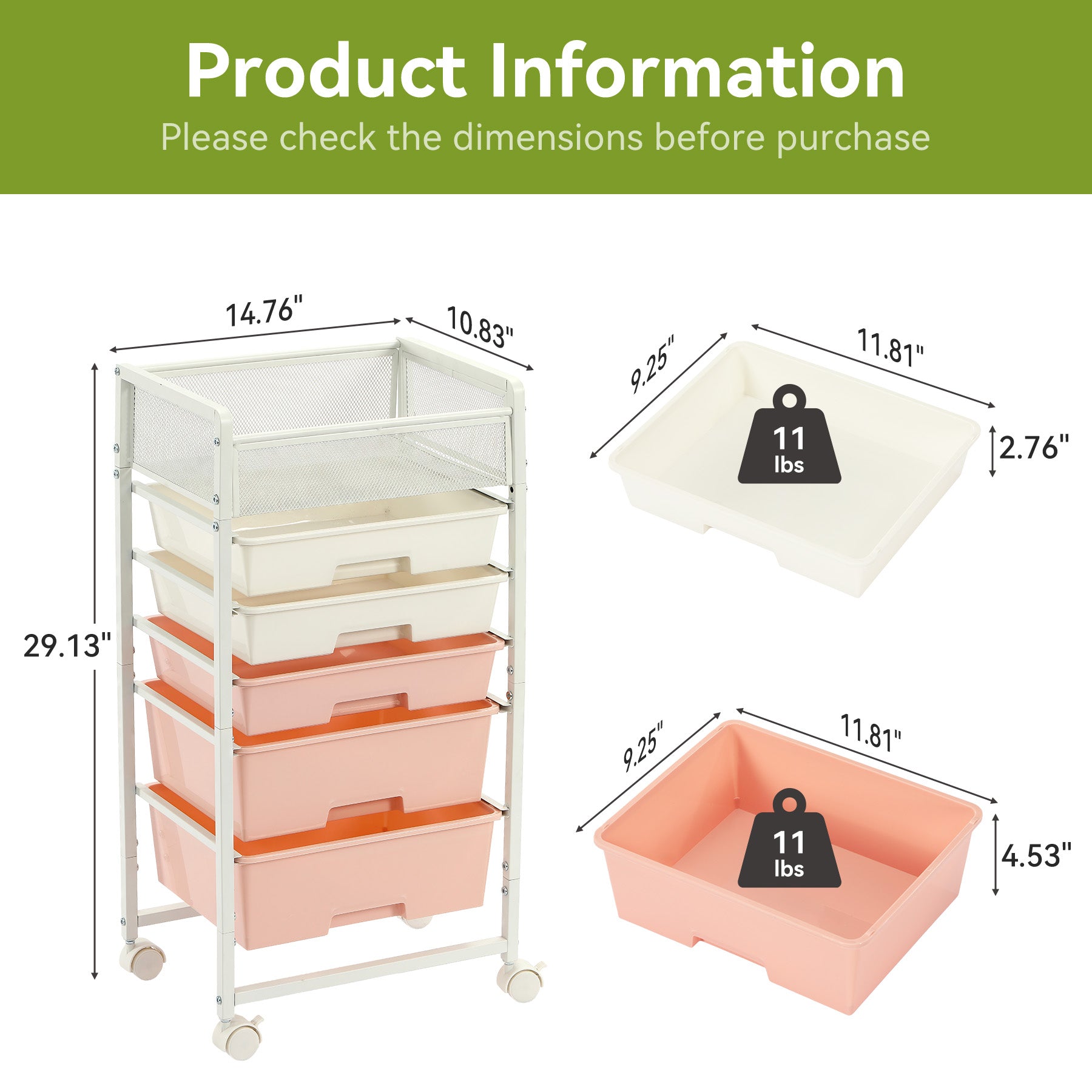 Rolling Craft Cart with Drawers, Rolling Utility Cart Art Craft Organizers and Storage with Lockable Wheels