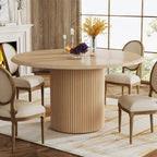 47.24" Farmhouse Round Dining Table for 4-6 with Sturdy Pedestal Base