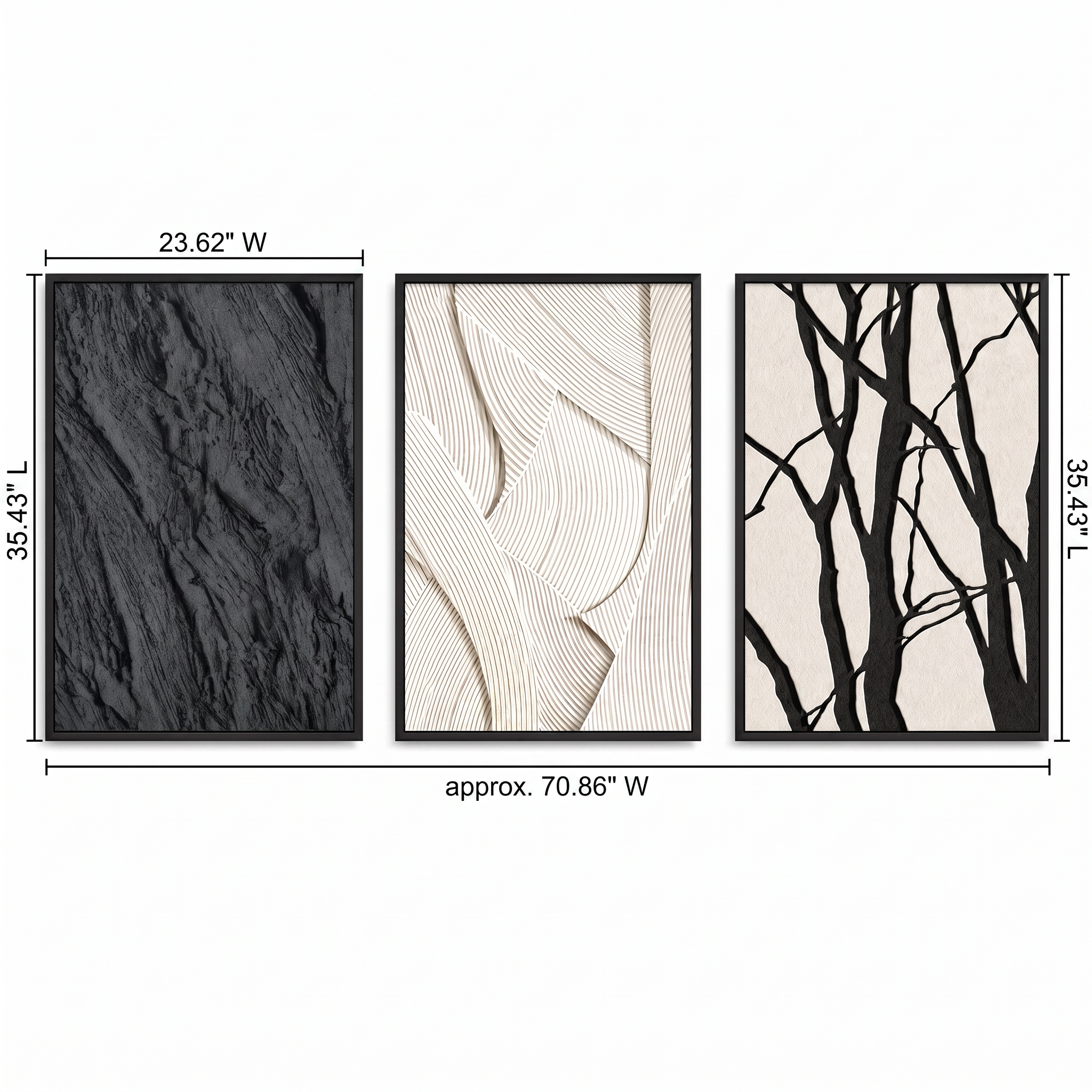 Sandstone Textured Abstract Wall Art Set of 3, Large Framed Canvas Wall Decor for Living Room