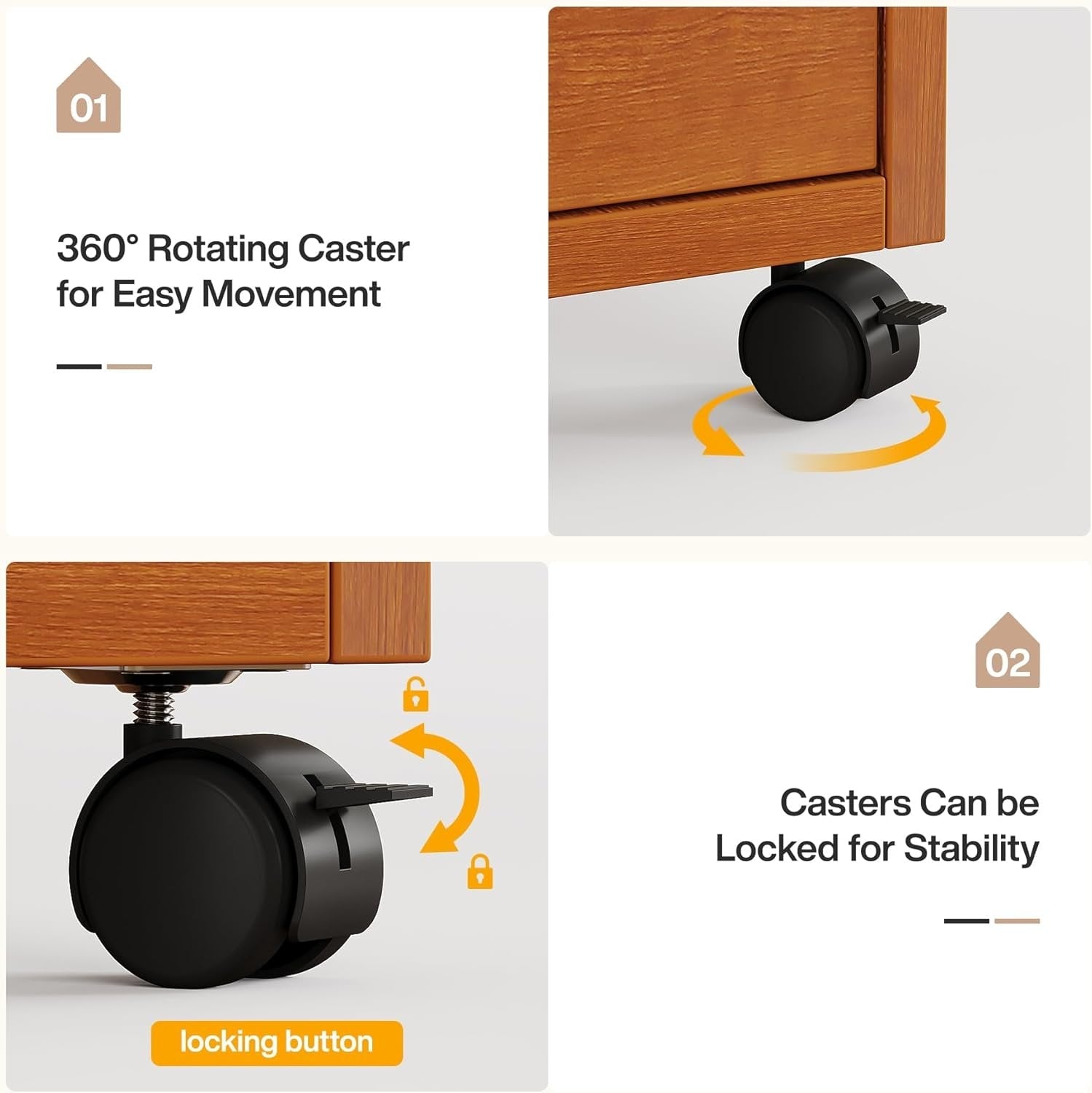 Slim Storage Cabinet, Tall Organizer Tower Vertical Tower Unit with Wheels