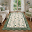 Soft Scalloped Floral Area Rug,Machine Washable Non-Slip Vintage Carpet