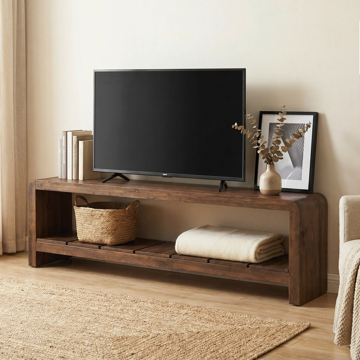 Solid Wood Tv Stand, Rustic Entertainment Center Media Console for Tv Up to 65"
