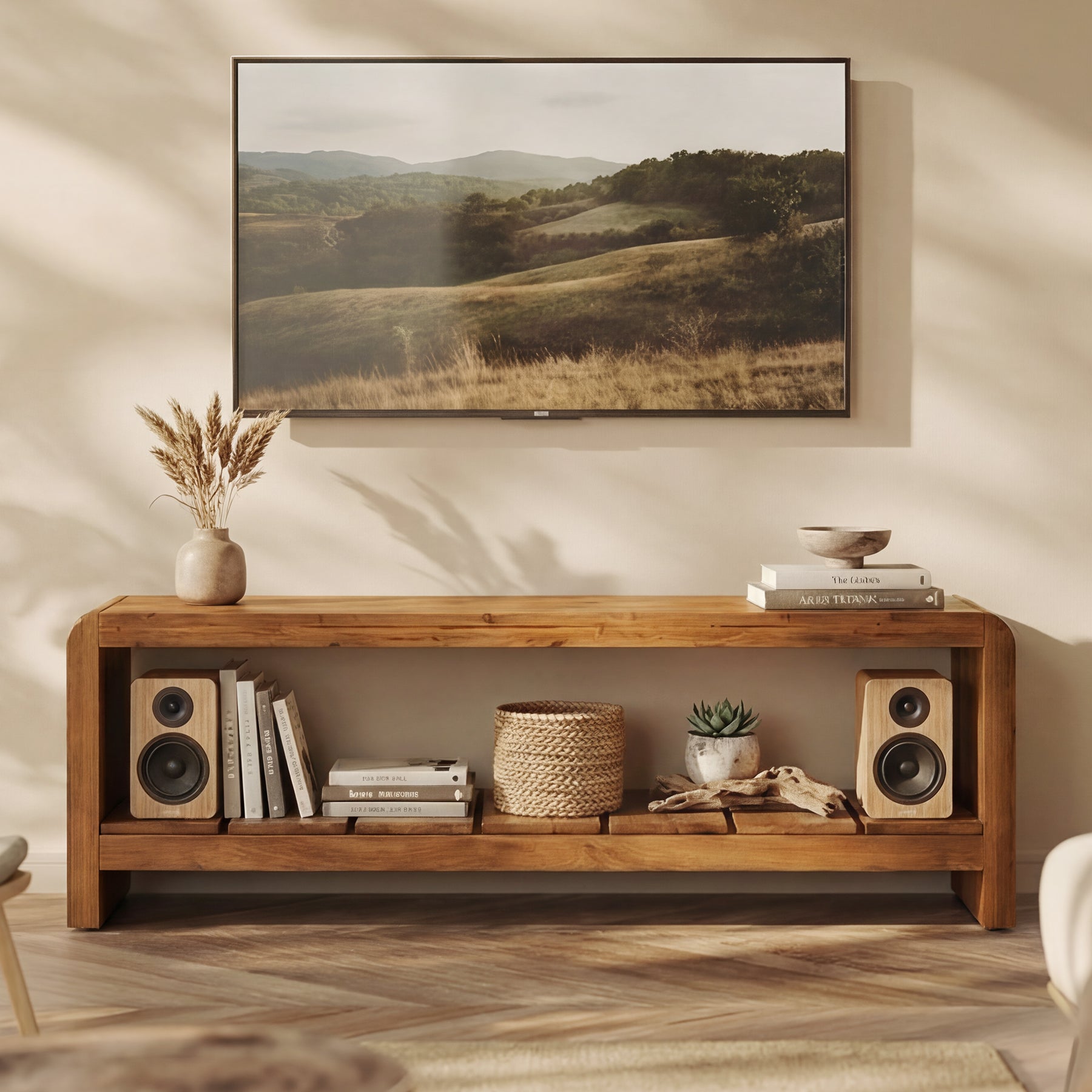 Solid Wood Tv Stand, Rustic Entertainment Center Media Console for Tv Up to 65"