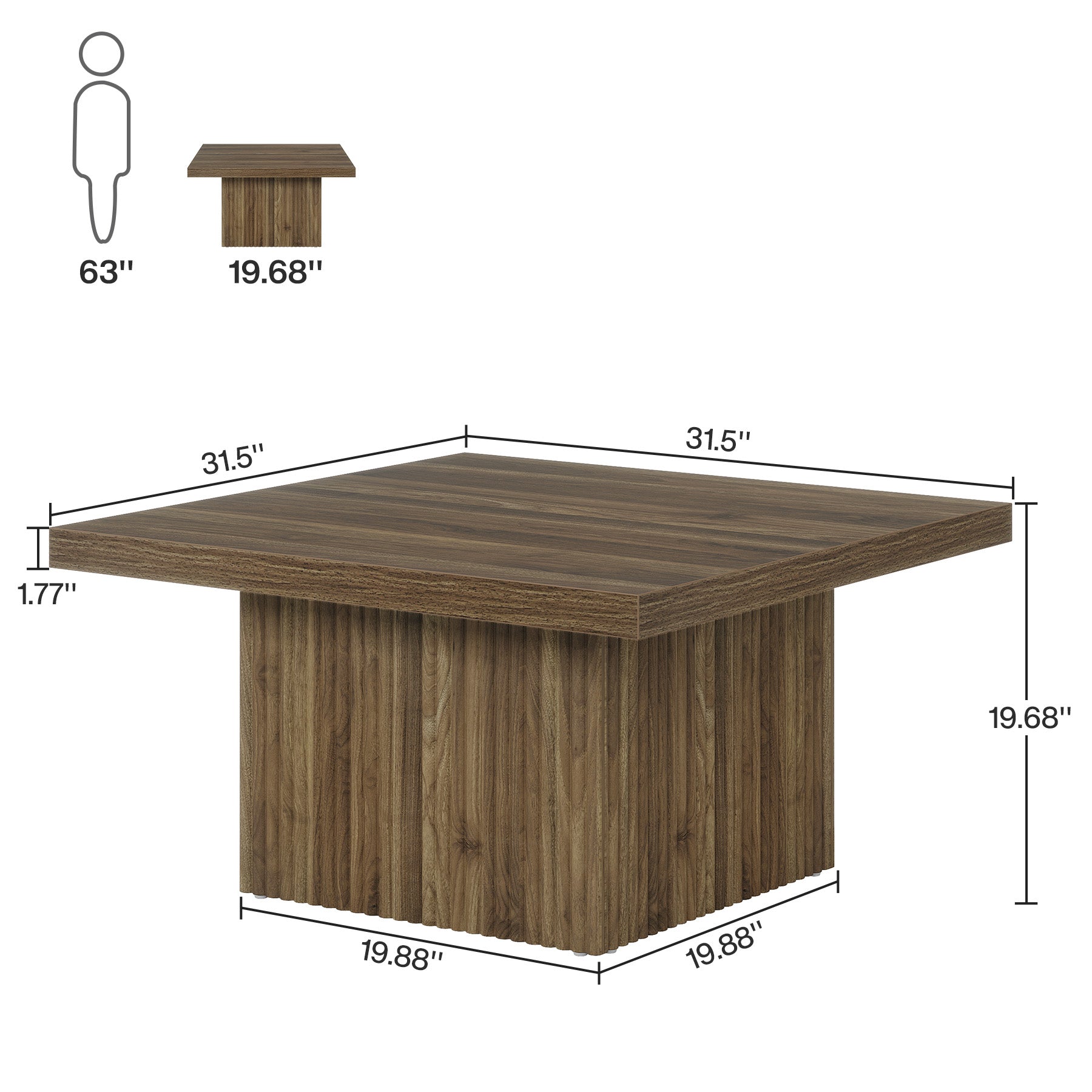 Tribesigns Square Coffee Table, 31.5-Inch Wood Center Table-Tribesigns