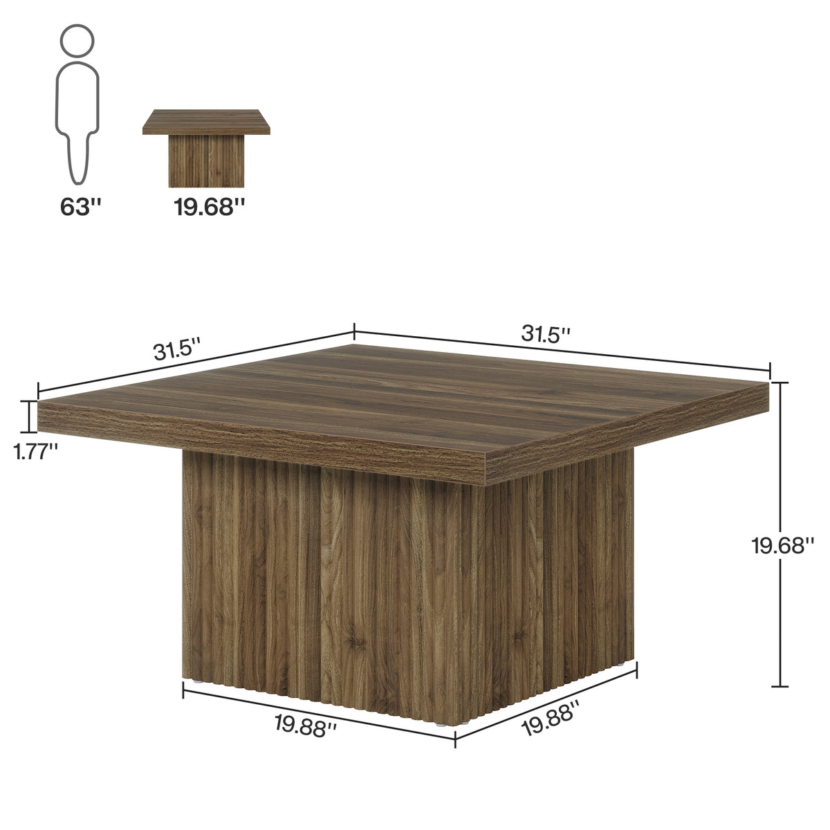 Tribesigns Square Coffee Table, 31.5-Inch Wood Center Table-Tribesigns