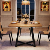 Square Dining Table, 31.5" Small Kitchen Dinner Table with Metal Base for 2-4#Color_brown 3