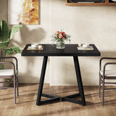 Square Dining Table, 31.5" Small Kitchen Dinner Table with Metal Base for 2-4#Color_black 3