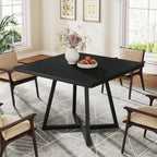 Square Dining Table, 31.5" Small Kitchen Dinner Table with Metal Base for 2-4#Color_black