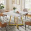 Square Dining Table, 31.5" Small Kitchen Dinner Table with Metal Base for 2-4#Color_white & gold