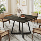 Square Dining Table, 31.5" Small Kitchen Dinner Table with Metal Base for 2-4#Color_vintage black