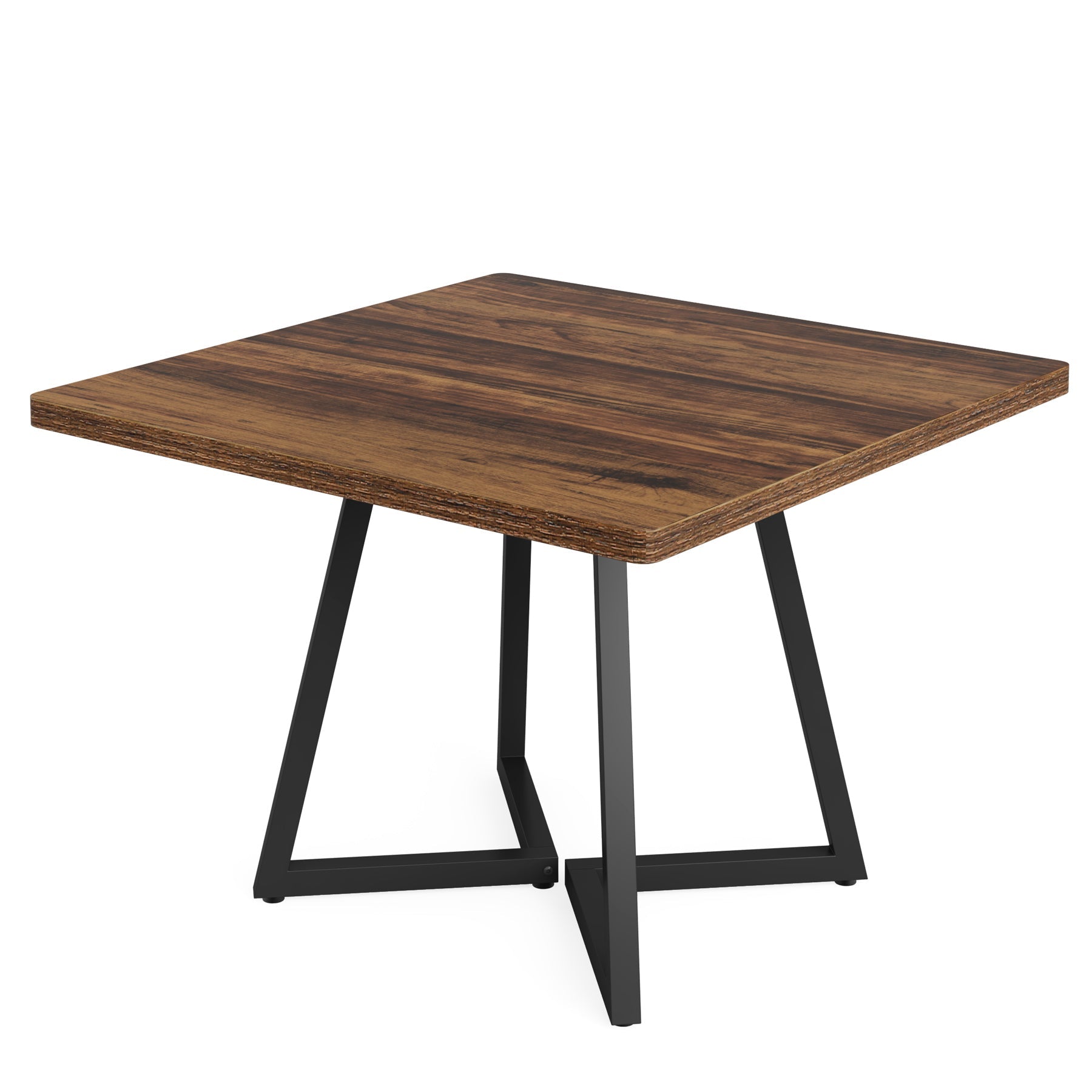 Square Dining Table, 31.5" Small Kitchen Dinner Table with Metal Base for 2-4#Color_brown