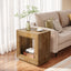 Square End Table, 2-Tier Wooden Sofa Side Table with Storage Shelf#color_Natural